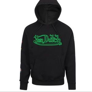 Von Dutch green screen printed Jax hoodie unisex M